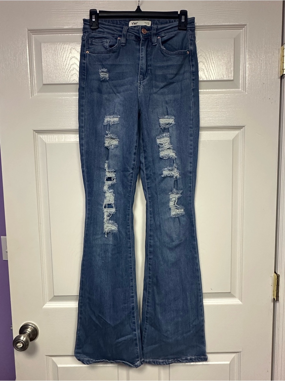 YMI High-Rise Ripped Flare Jeans